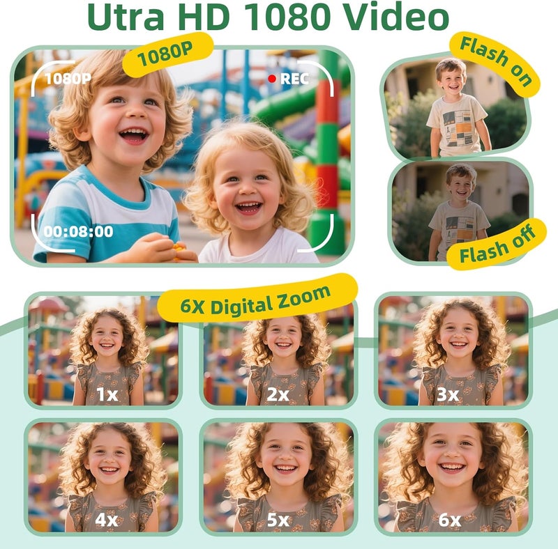 FOUGSTA Kids Instant Print Camera for Boys and Girls 1080P HD Toddler Digital Camera with 3 Rolls Print Paper&32G Card, Christmas Birthday Gift Toys for Age 3-16 Kids Portable Travel Digital Camera Toy - Image 5